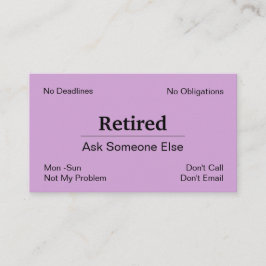 Tarjeta De Visita Graciosa Jubilación Fuera Del Negocio
