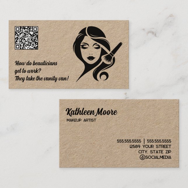 Tarjeta De Visita Graciosa maquillaje de Beautician QR (Anverso / Reverso)
