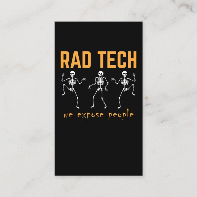 Tarjeta De Visita Graciosa Radiología Radióloga Esqueletos (Anverso)