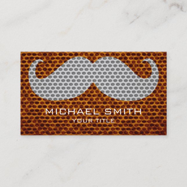 Tarjeta De Visita Gracioso Agujero Metalizado Mustache #2 (Anverso)