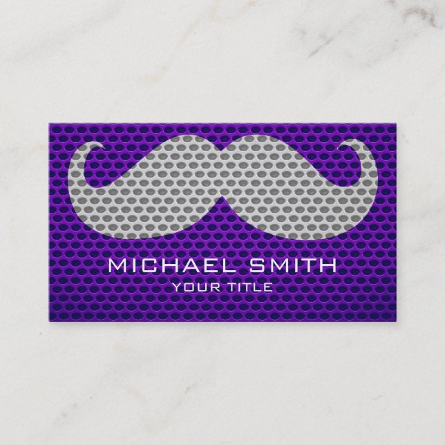 Tarjeta De Visita Gracioso Agujero Metalizado Mustache #3 (Anverso)