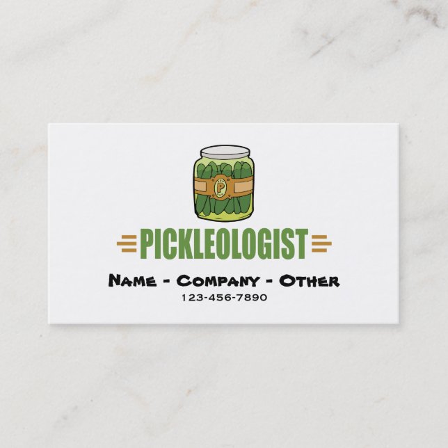 Tarjeta De Visita Gracioso amante del título PICKLEOLOGIST (Anverso)