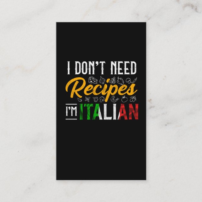 Tarjeta De Visita Gracioso Cook Gift Cocinero Italiano Humor De Coci (Anverso)