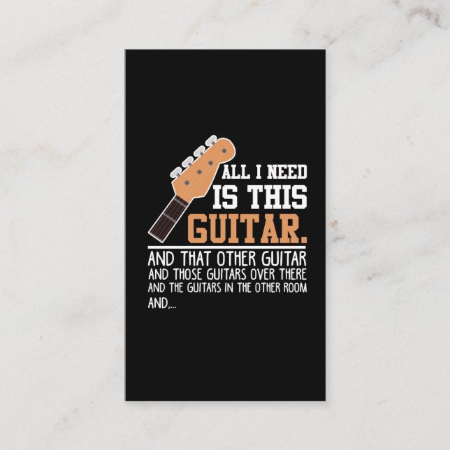 Tarjeta De Visita Gracioso guitarrista Guitarista necesito a todos l (Anverso)