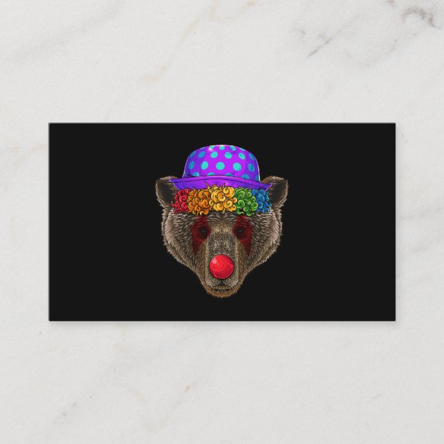 Tarjeta De Visita Gracioso payaso Oso Circo Carnaval Disfraces Tema  (Anverso)