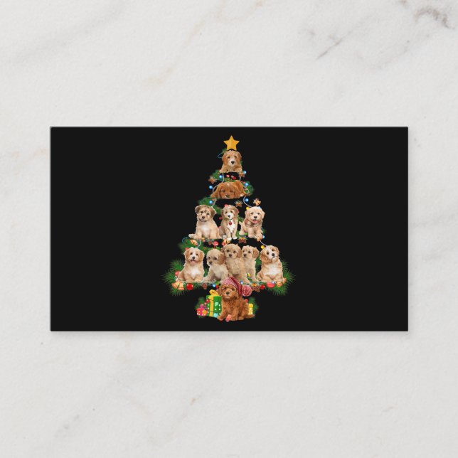 Tarjeta De Visita Gracioso Perro Cavapoo Árbol de Navidad Cavapoo Lo (Anverso)