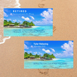 Tarjeta De Visita Gracioso Retirado, Isla Tropical, Mordaza de la pr