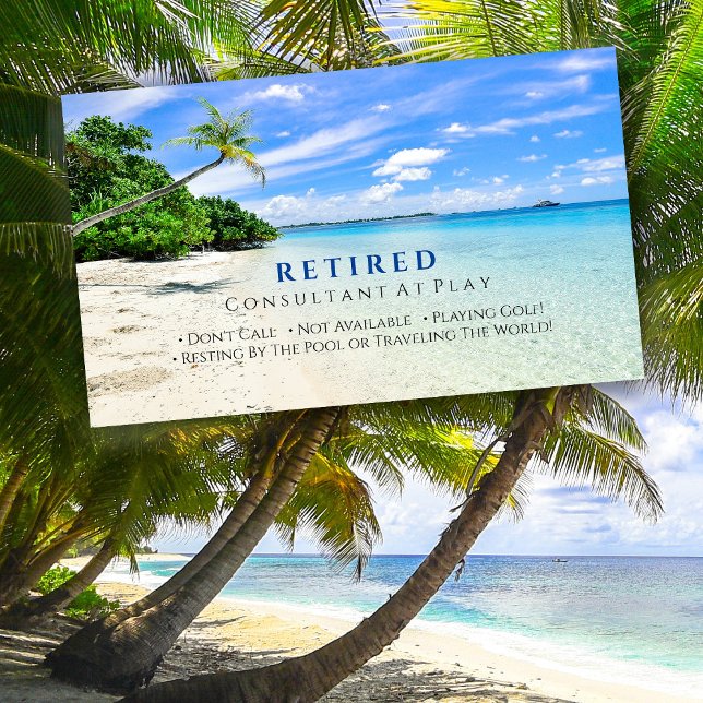 Tarjeta De Visita Gracioso Retirado, Playa y Palmeras, Profesión, Mo (Subido por el creador)