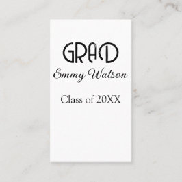 Tarjeta De Visita Grad bold letter graduation name class of 20XX sim
