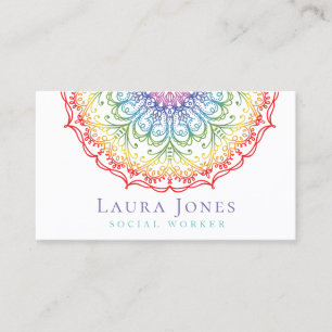 Tarjeta De Visita Gradación Rainbow Ombre Mandala Salud Bienestar