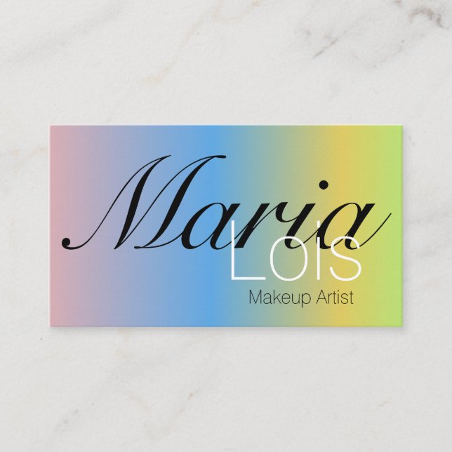 Tarjeta De Visita Gradiente Arte de Maquillaje Arcoíris (Anverso)