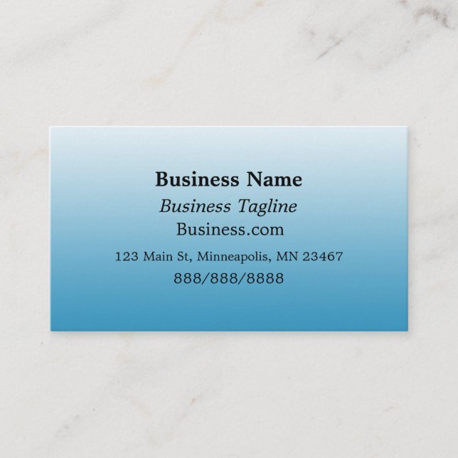 Tarjeta De Visita Gradiente azul claro y negocio simple negro (Anverso)