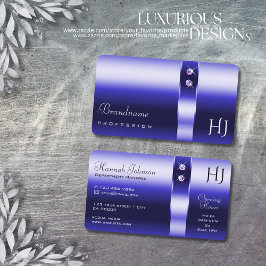 Tarjeta De Visita Gradiente azul real brillantes de diamantes inicia