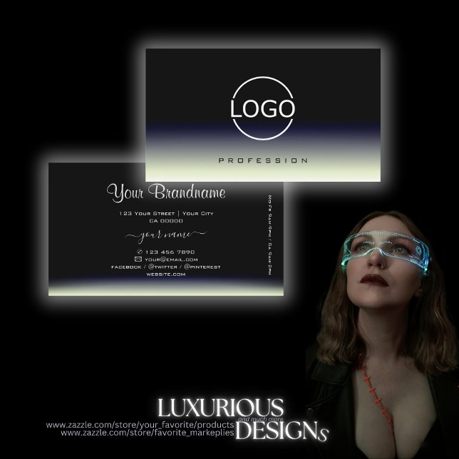 Tarjeta De Visita Gradiente blanco negro de acero con el estilo del  (Subido por el creador)