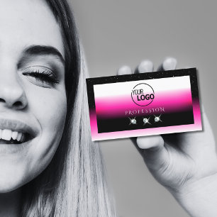 Tarjeta De Visita Gradiente blanco rosado negro de lujo Añadir diama