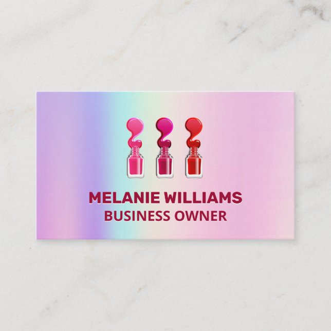 Tarjeta De Visita Gradiente de arco iris | Nail Poland Pour (Anverso)