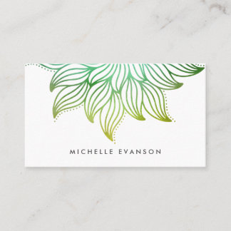 Tarjeta De Visita Gradiente de color de agua verde Mandala floral