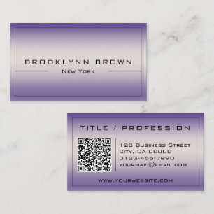Tarjeta De Visita Gradiente de color púrpura con estilo de código QR