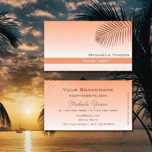 Tarjeta De Visita Gradiente de coral pastel moderno con hoja de palm