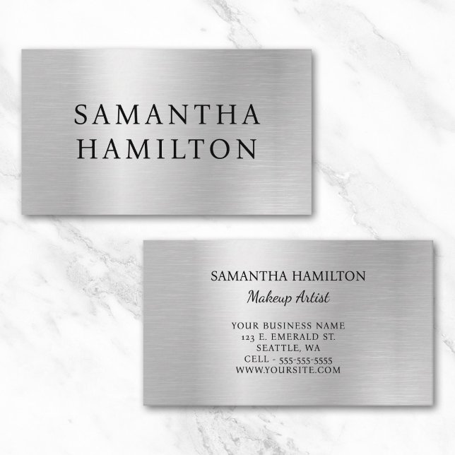Tarjeta De Visita Gradiente de gris plateado pálido Glam (Pale Silver Grey Gradient Glam Business Card)