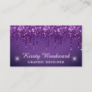 Tarjeta De Visita Gradiente de Morado Oscuro y Brillo que Gotea