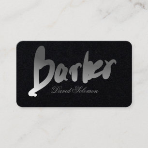 Tarjeta De Visita Gradiente Gris Barber Typografía Premium Negro