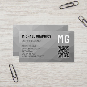 Tarjeta De Visita Gradiente Gris Patrón de Malla Geométrica Elegante