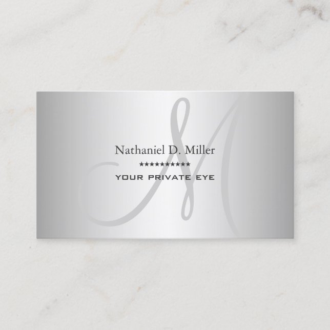 Tarjeta De Visita Gradiente gris plateado falso DIY (Anverso)