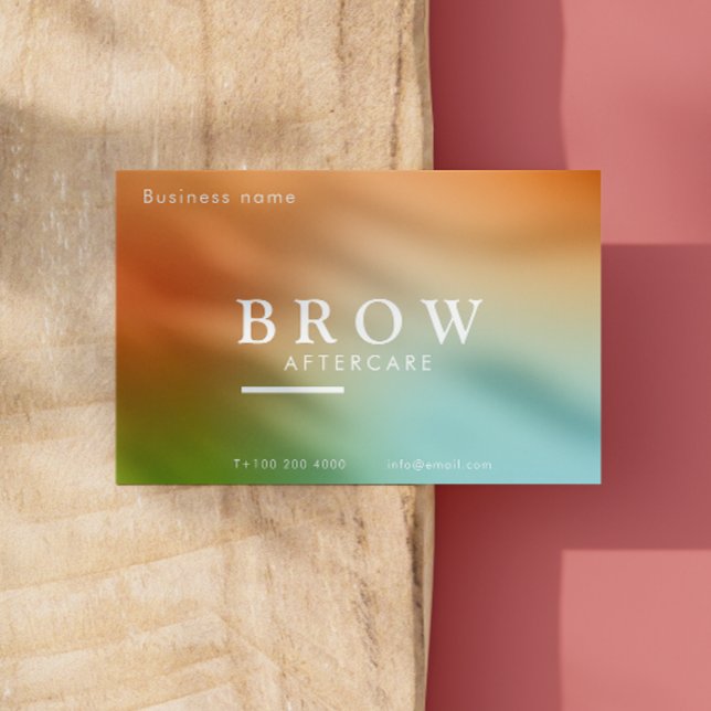 Tarjeta De Visita Gradiente holográfico después de la instrucción de (Holographic Gradient After Care Brow Instruction Business Card)