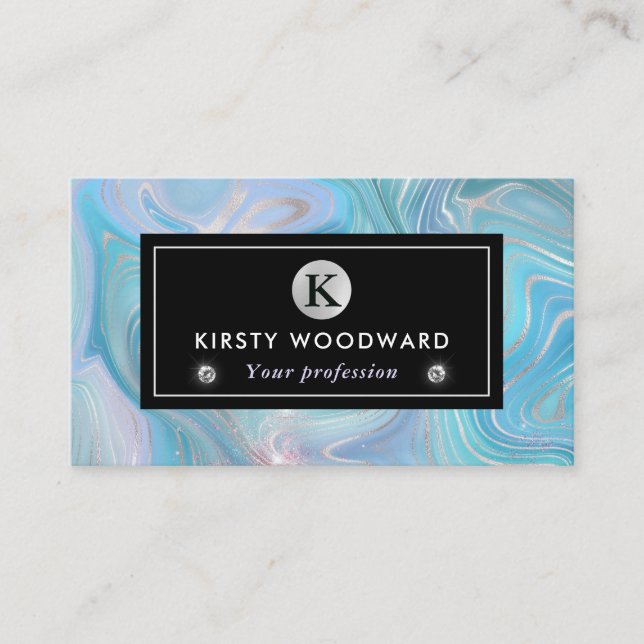 Tarjeta De Visita Gradiente iris irlandés y estratos de Relieve meta (Anverso)