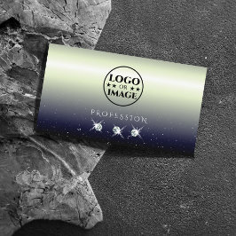 Tarjeta De Visita Gradiente negro azul plateado Joyas parkle Añadir