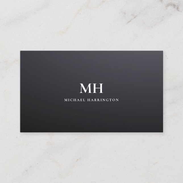 Tarjeta De Visita Gradiente negro monograma Guay elegante moderno (Anverso)