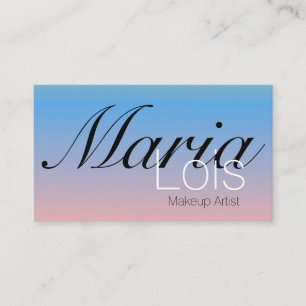 Tarjeta De Visita Gradiente Ombré Belleza Maquillaje Arte Pink Azul