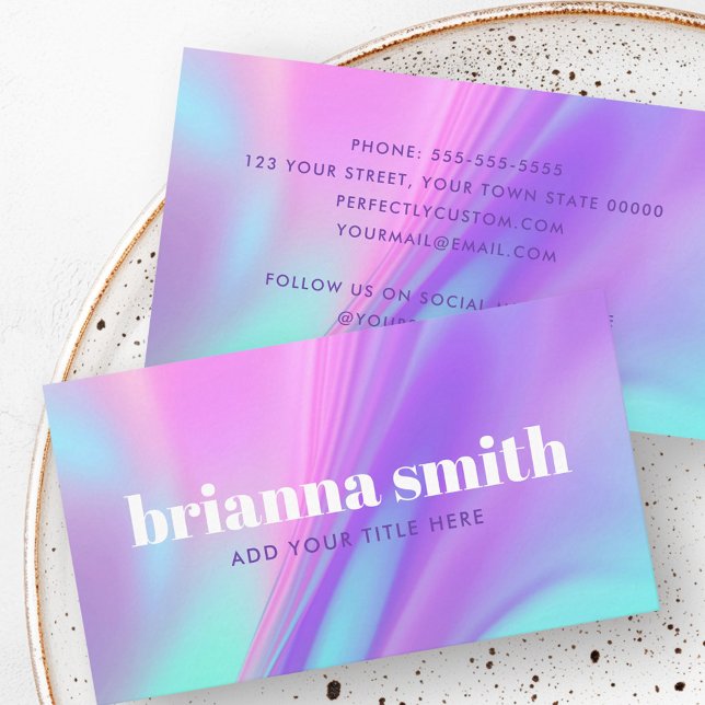 Tarjeta De Visita Gradiente pastel rosa púrpura de moda (Trendy pink purple pastel gradient business card)