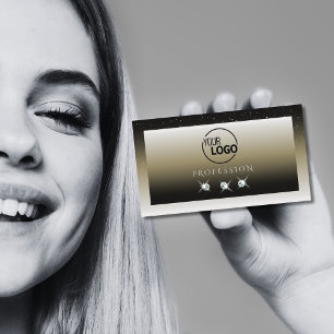 Tarjeta De Visita Gradiente platino beige Diamantes con logotipo