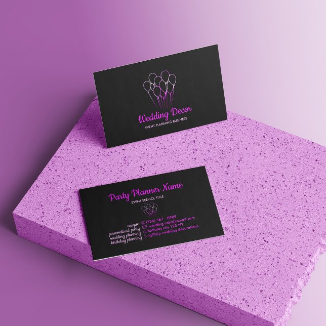 Tarjeta De Visita Gradiente púrpura simple rosa globo (Balloon Pink Simple Purple Gradient Business Card)