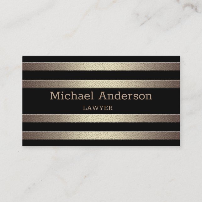 Tarjeta De Visita Gradiente purpurina dorado rayas rayadas blac (Anverso)