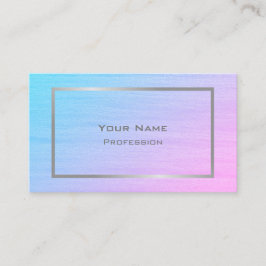 Tarjeta De Visita Gradiente rosa azul bonito Marco plateado texturiz