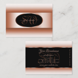 Tarjeta De Visita Gradiente Rosa de las iniciales del marco ovalado 