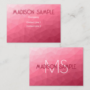 Tarjeta De Visita Gradiente Rosa Geométrico de Patrón de Malla Monog