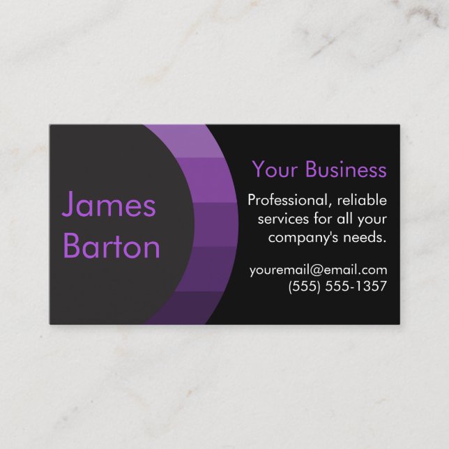 Tarjeta De Visita Gradiente simple morado negro profesional moderno (Anverso)