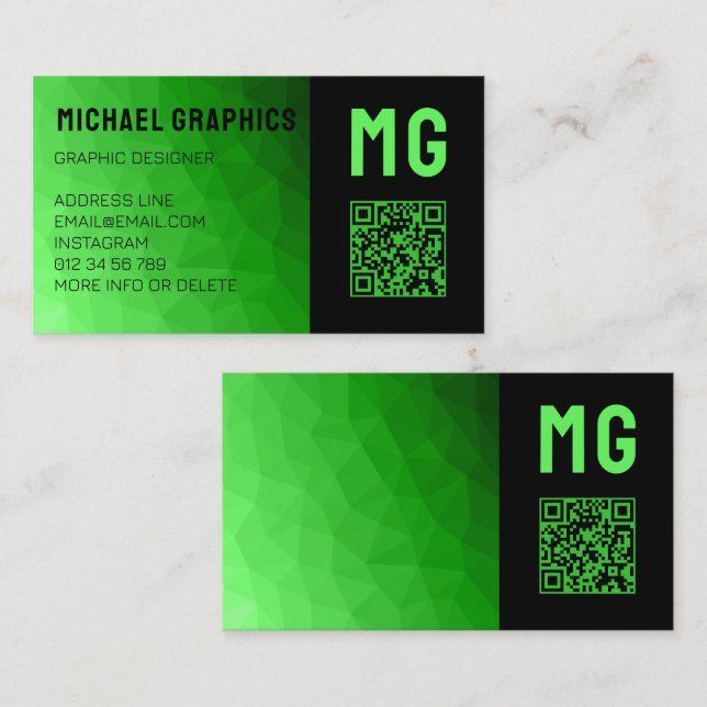 Tarjeta De Visita Gradiente verde claro patrón de malla de geometría (Anverso / Reverso)