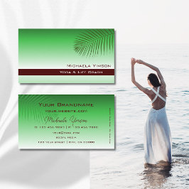 Tarjeta De Visita Gradiente verde moderno con Moda simple de hoja de