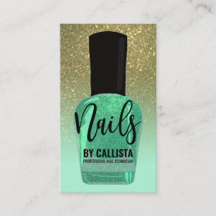 Tarjeta De Visita Gradiente verde Purpurina Nail Polaco Técnico de u