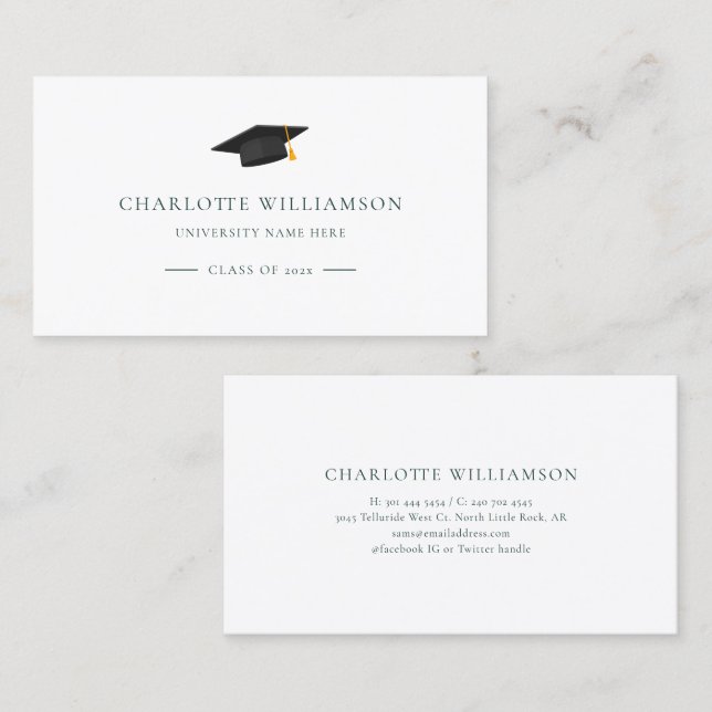 Tarjeta De Visita Graduación 2024 Graduado moderno (Anverso / Reverso)