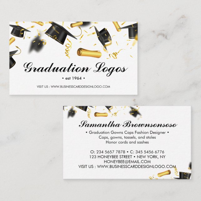 Tarjeta De Visita Graduación Cabos de graduación batas tassels stole (Anverso / Reverso)