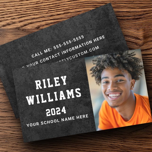 Tarjeta De Visita Graduación de estudiante de fotografía textura gri (Photo student graduation dark gray texture business card)