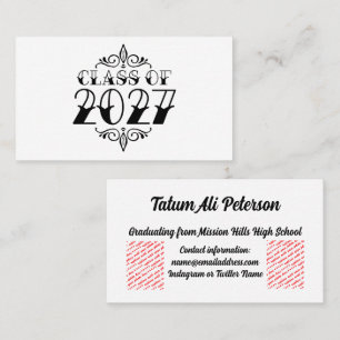 Tarjeta De Visita Graduación de la Clase 2027 al Estilo Tat