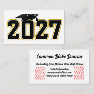 Tarjeta De Visita Graduación de la promoción 2027 de Letterman