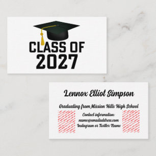 Tarjeta De Visita Graduación de la promoción 2027 de Letterman
